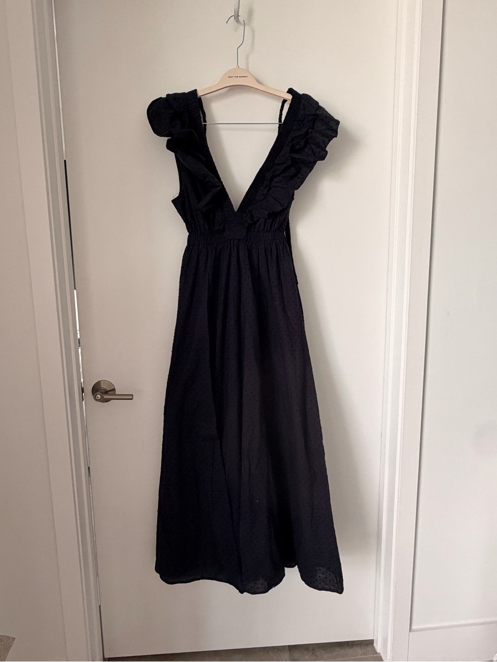 Navy Backless Ruffle Maxi Dress - tie around neck navy blue dress